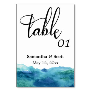 Modernes Abstraktes blaues Aqua Tischnummer