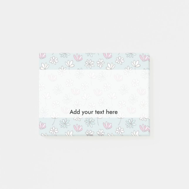 Modernes abstraktes blaues trendy Blumen des Post-it Klebezettel (Vorderseite)