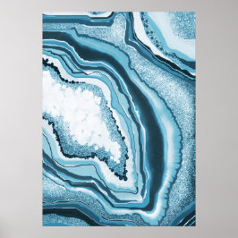 Modernes Abstraktes Blue Agate Geode Gemstone Poster