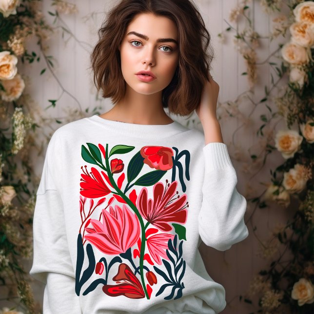 Modernes abstraktes, blumenfarbenes Sweatshirt (Von Creator hochgeladen)