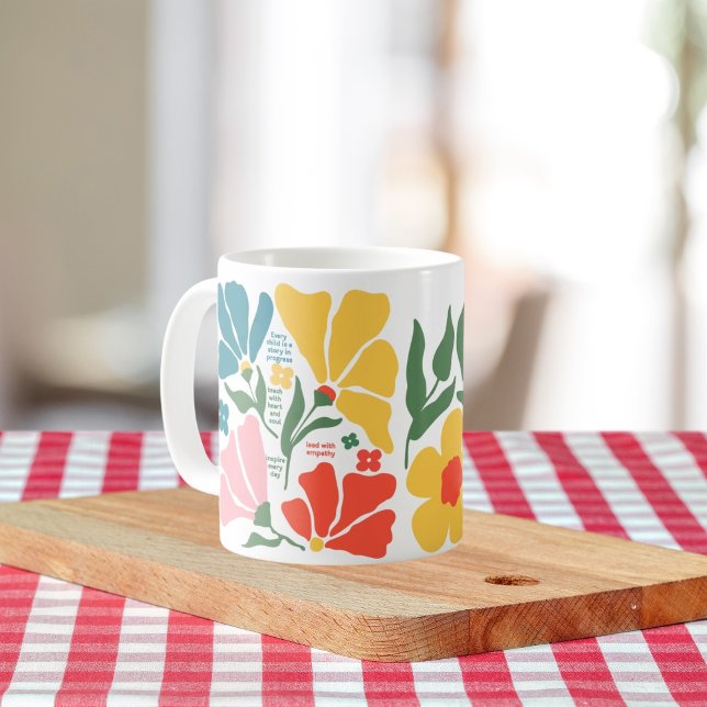 Modernes Abstraktes Blumenlehrergeschenk mit Inspi Kaffeetasse (Von Creator hochgeladen)