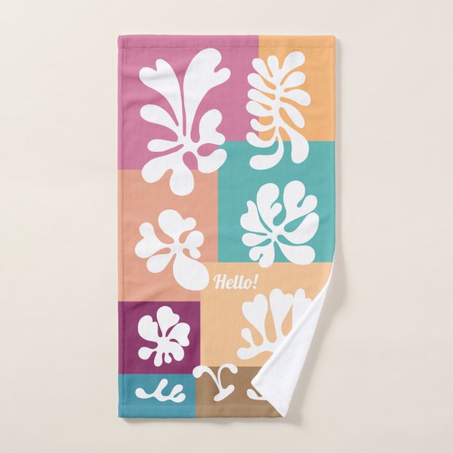 Modernes Abstraktes Blumenmuster | Hand an Handtuch (Handtuch)