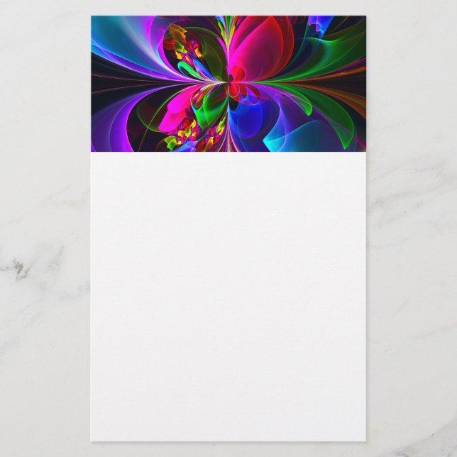 Modernes Abstraktes Blumenmuster Red Blue #12 Briefpapier (Vorderseite)