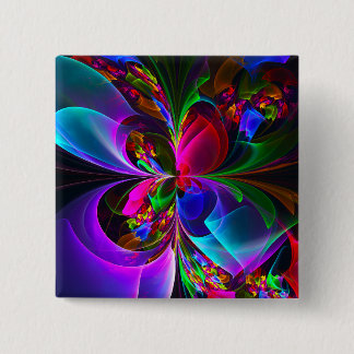 Modernes Abstraktes Blumenmuster Red Blue #12 Button