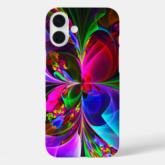 Modernes Abstraktes Blumenmuster Red Blue #12 iPhone 16 Plus Hülle