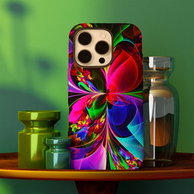 Modernes Abstraktes Blumenmuster Red Blue #12 Case-Mate iPhone Hülle (Modern Floral Abstract Art Red Blue Pattern #12 Case-Mate iPhone Case)