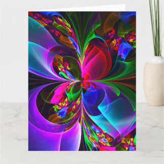 Modernes Abstraktes Blumenmuster Red Blue #12 Dankeskarte