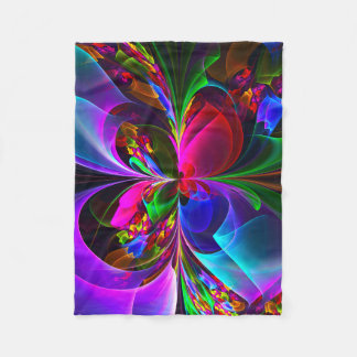 Modernes Abstraktes Blumenmuster Red Blue #12 Fleecedecke