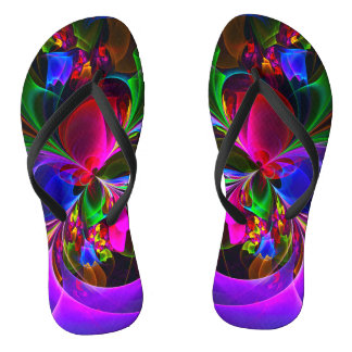 Modernes Abstraktes Blumenmuster Red Blue #12 Flip Flops
