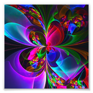 Modernes Abstraktes Blumenmuster Red Blue #12 Fotodruck