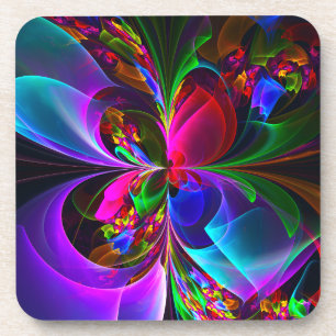 Modernes Abstraktes Blumenmuster Red Blue #12 Getränkeuntersetzer