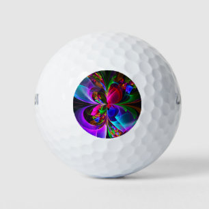 Modernes Abstraktes Blumenmuster Red Blue #12 Golfball
