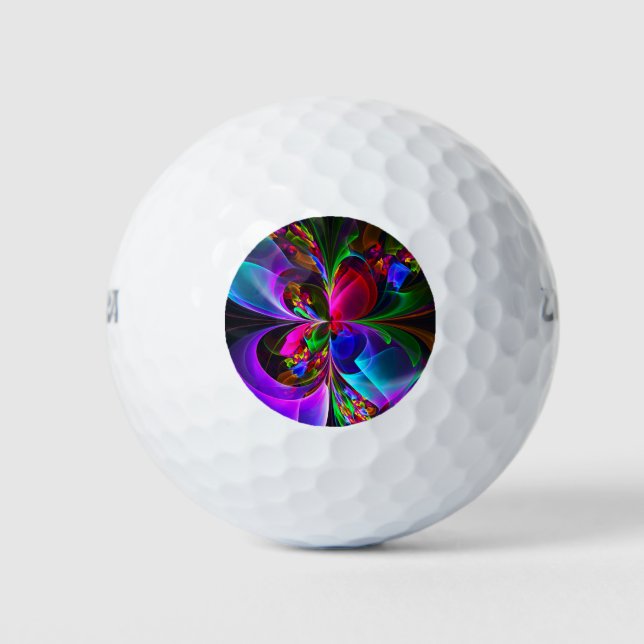 Modernes Abstraktes Blumenmuster Red Blue #12 Golfball (Vorderseite)
