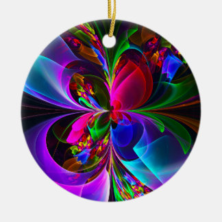 Modernes Abstraktes Blumenmuster Red Blue #12 Keramik Ornament