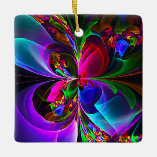 Modernes Abstraktes Blumenmuster Red Blue #12 Keramikornament