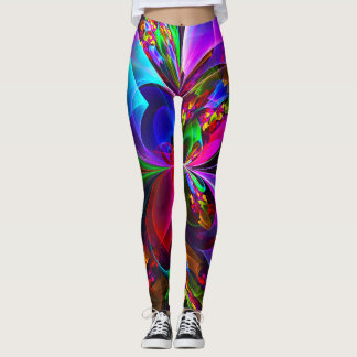 Modernes Abstraktes Blumenmuster Red Blue #12 Leggings