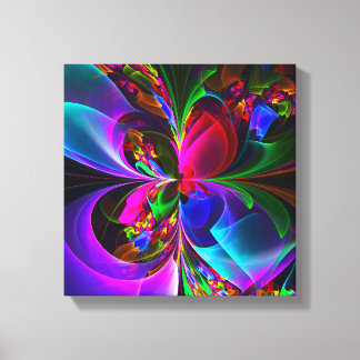 Modernes Abstraktes Blumenmuster Red Blue #12 Leinwanddruck