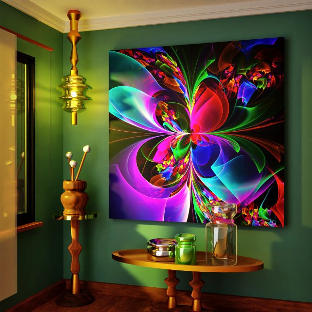 Modernes Abstraktes Blumenmuster Red Blue #12 Leinwanddruck (Modern Floral Abstract Art Red Blue Pattern #12 Canvas Print)