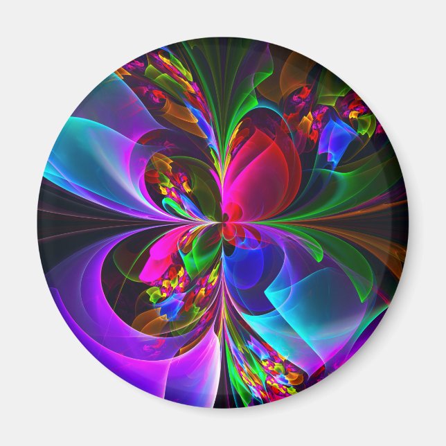 Modernes Abstraktes Blumenmuster Red Blue #12 Magnet (Vorne)