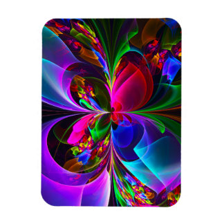 Modernes Abstraktes Blumenmuster Red Blue #12 Magnet