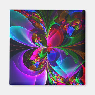 Modernes Abstraktes Blumenmuster Red Blue #12 Magnet