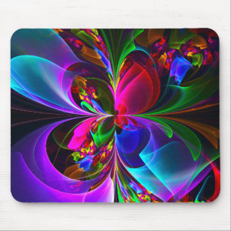 Modernes Abstraktes Blumenmuster Red Blue #12 Mousepad