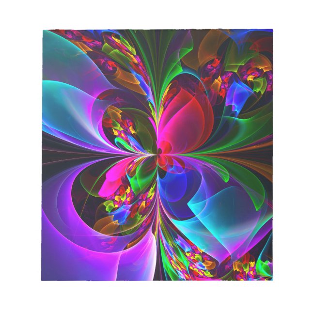 Modernes Abstraktes Blumenmuster Red Blue #12 Notizblock (Vorderseite)