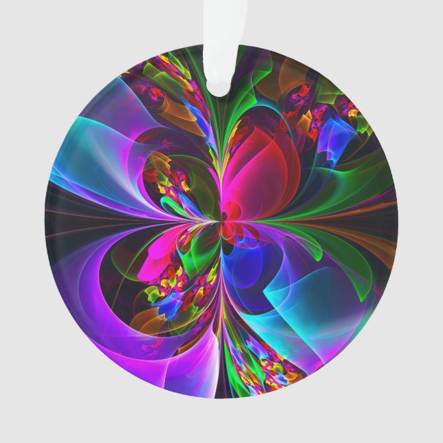 Modernes Abstraktes Blumenmuster Red Blue #12 Ornament (Vorderseite)