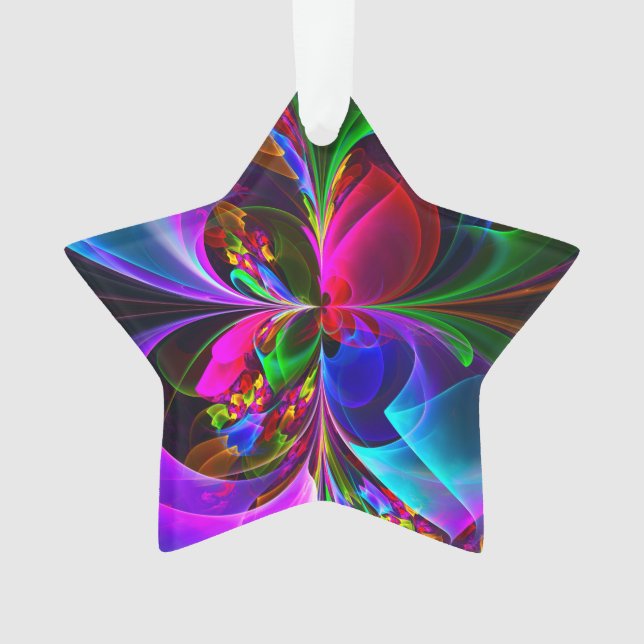 Modernes Abstraktes Blumenmuster Red Blue #12 Ornament (Vorderseite)