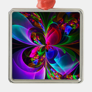 Modernes Abstraktes Blumenmuster Red Blue #12 Ornament Aus Metall