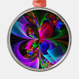 Modernes Abstraktes Blumenmuster Red Blue #12 Ornament Aus Metall
