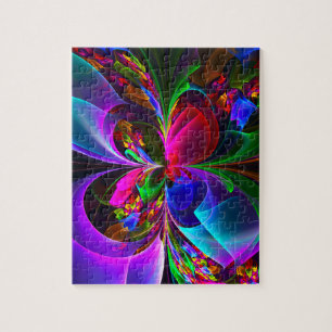 Modernes Abstraktes Blumenmuster Red Blue #12 Puzzle