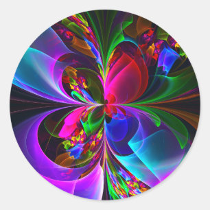 Modernes Abstraktes Blumenmuster Red Blue #12 Runder Aufkleber