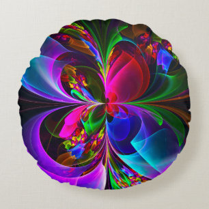 Modernes Abstraktes Blumenmuster Red Blue #12 Rundes Kissen