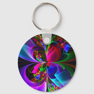 Modernes Abstraktes Blumenmuster Red Blue #12 Schlüsselanhänger