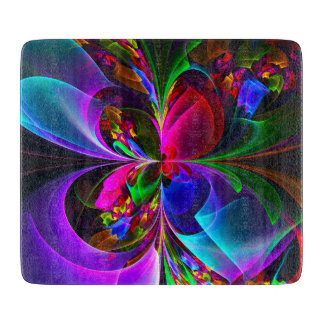 Modernes Abstraktes Blumenmuster Red Blue #12 Schneidebrett
