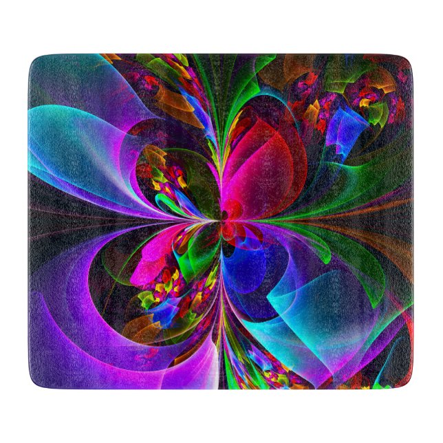 Modernes Abstraktes Blumenmuster Red Blue #12 Schneidebrett (Vorderseite)