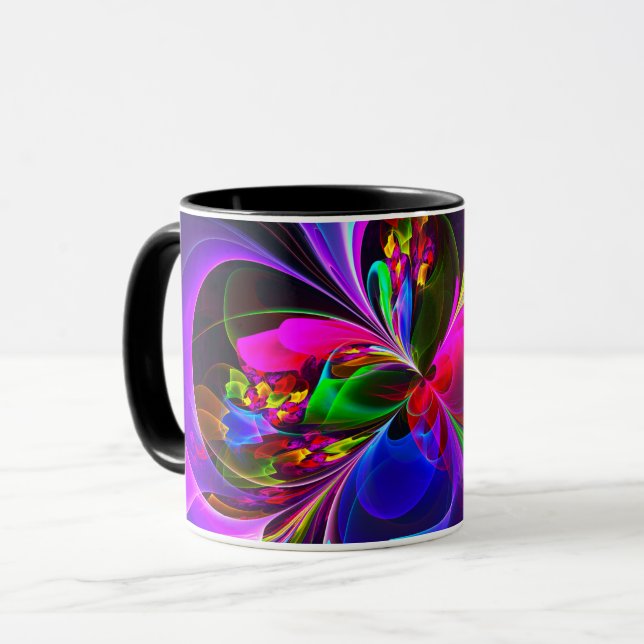 Modernes Abstraktes Blumenmuster Red Blue #12 Tasse (Vorderseite Links)