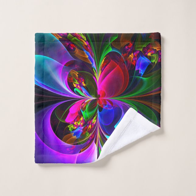 Modernes Abstraktes Blumenmuster Red Blue #12 Waschlappen (Waschlappen)