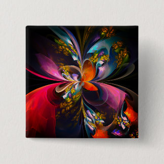 Modernes Abstraktes Blumenmuster Red Blue #13 Button