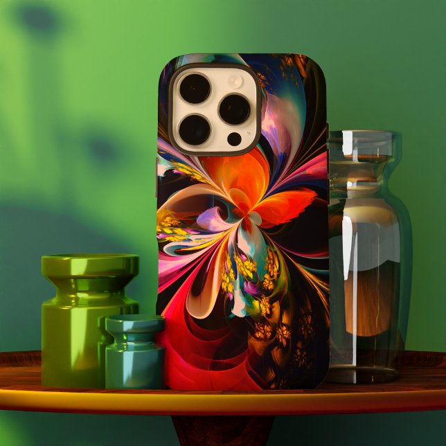 Modernes Abstraktes Blumenmuster Red Blue #13 Case-Mate iPhone Hülle (Modern Floral Abstract Art Red Blue Pattern #13 Case-Mate iPhone Case)