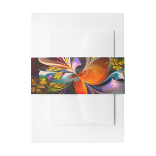 Modernes Abstraktes Blumenmuster Red Blue #13 Einladungsbanderole