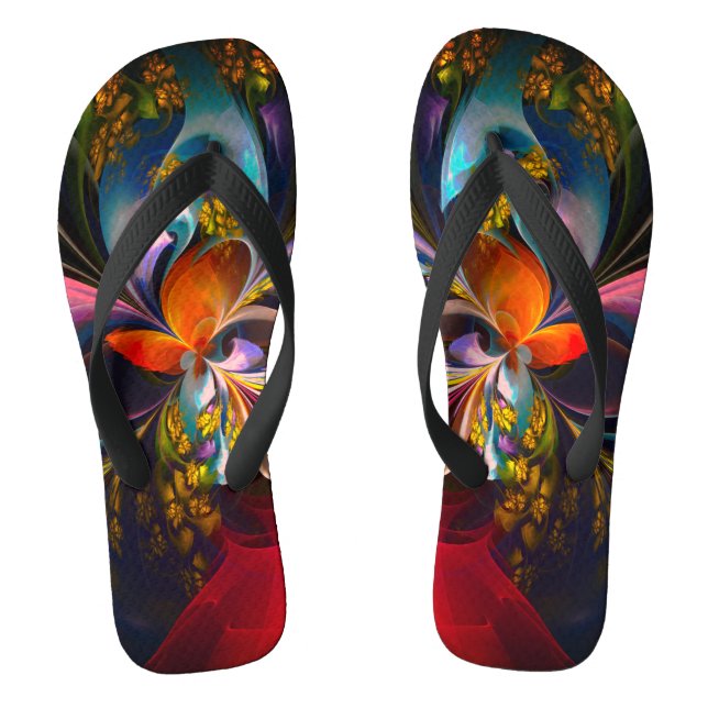 Modernes Abstraktes Blumenmuster Red Blue #13 Flip Flops (Fußbett)