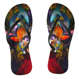 Modernes Abstraktes Blumenmuster Red Blue #13 Flip Flops