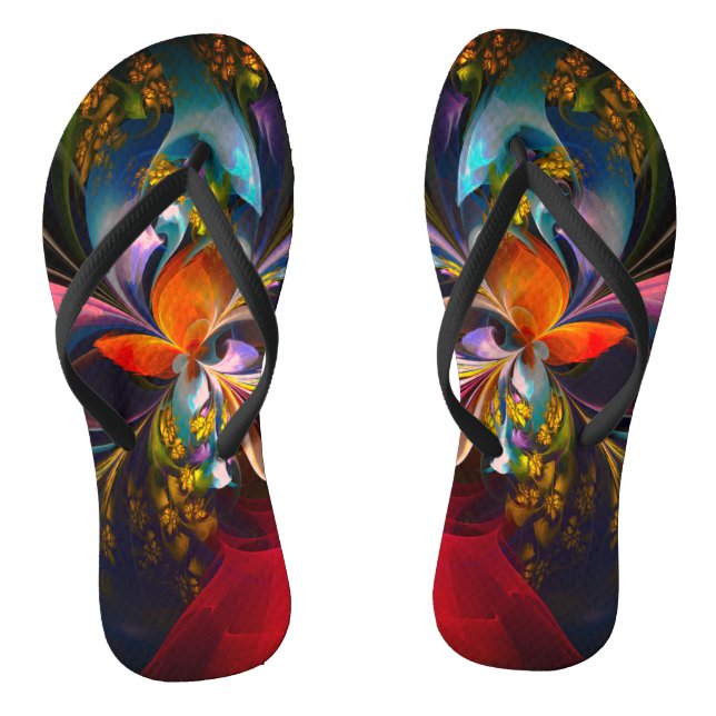 Modernes Abstraktes Blumenmuster Red Blue #13 Flip Flops (Fußbett)