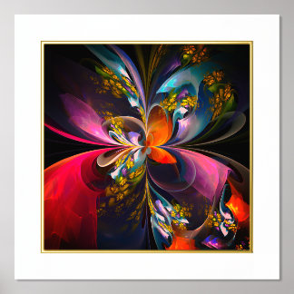 Modernes Abstraktes Blumenmuster Red Blue #13 Foliendrucke