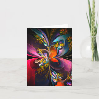 Modernes Abstraktes Blumenmuster Red Blue #13 Karte