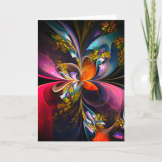 Modernes Abstraktes Blumenmuster Red Blue #13 Karte