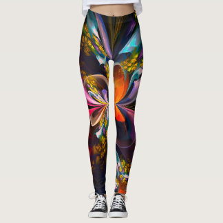 Modernes Abstraktes Blumenmuster Red Blue #13 Leggings