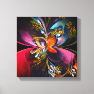 Modernes Abstraktes Blumenmuster Red Blue #13 Leinwanddruck